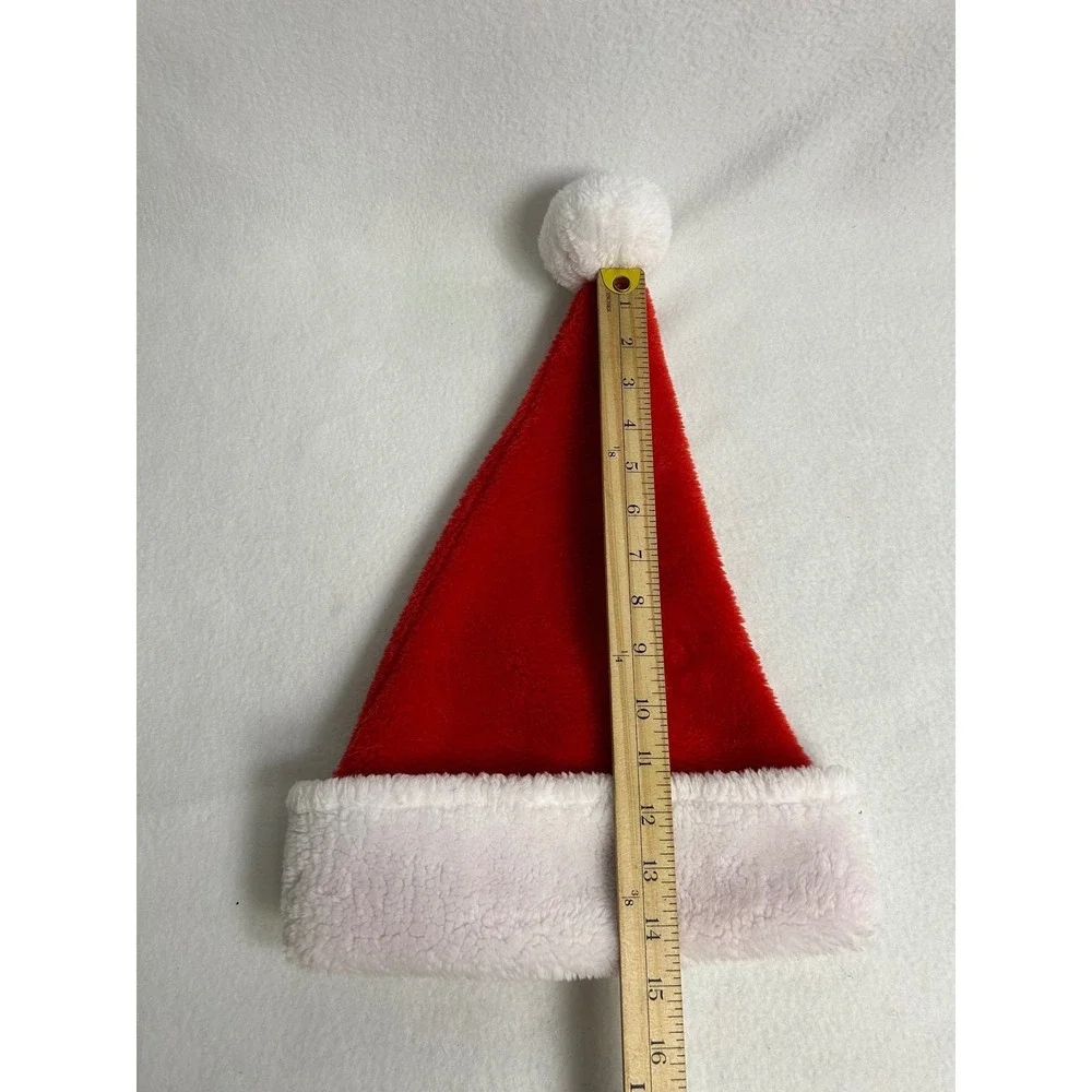 Christmas Holiday Enchanted Forest Unisex OS Red White Plush Faux Fur Santa Hat